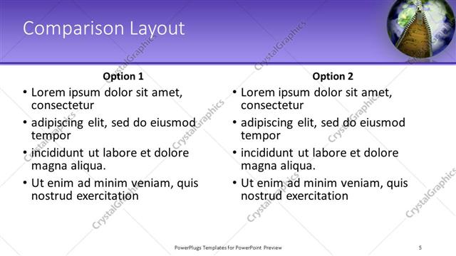 Comparison presentation slide layout