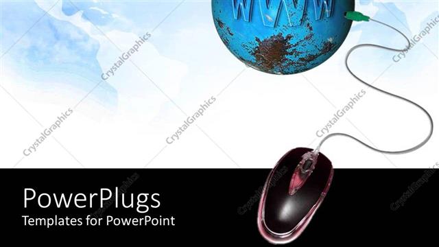  Presentation with world globe earth - Blue earth globe with a wired mouse on a blue background