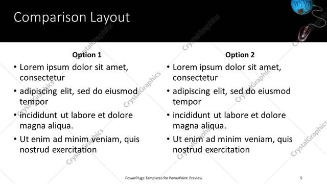 Comparison presentation slide layout