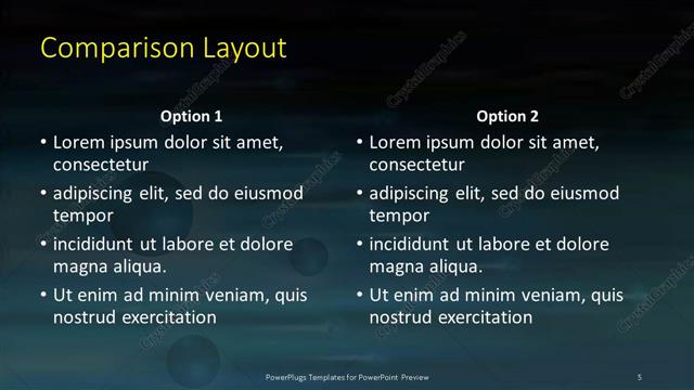 Comparison presentation slide layout