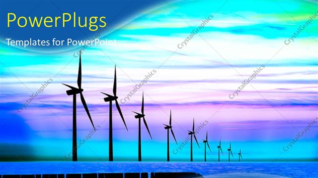  Presentation with wind energy - Blue energy power wind mills with colorful sky