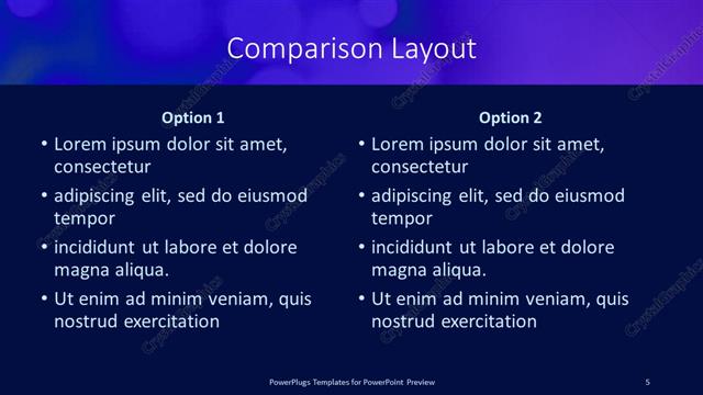 Comparison presentation slide layout