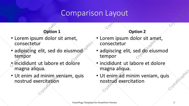 Comparison presentation slide layout