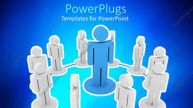  Presentation with leader - Blue figure on pedestal surrounded by white figures in circled