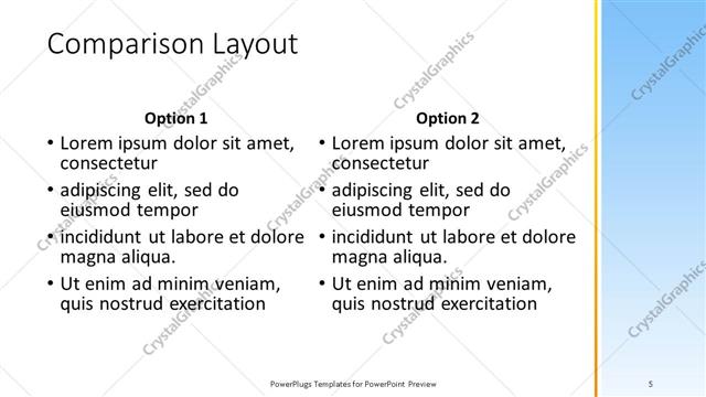 Comparison presentation slide layout