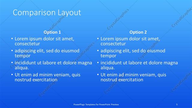 Comparison presentation slide layout