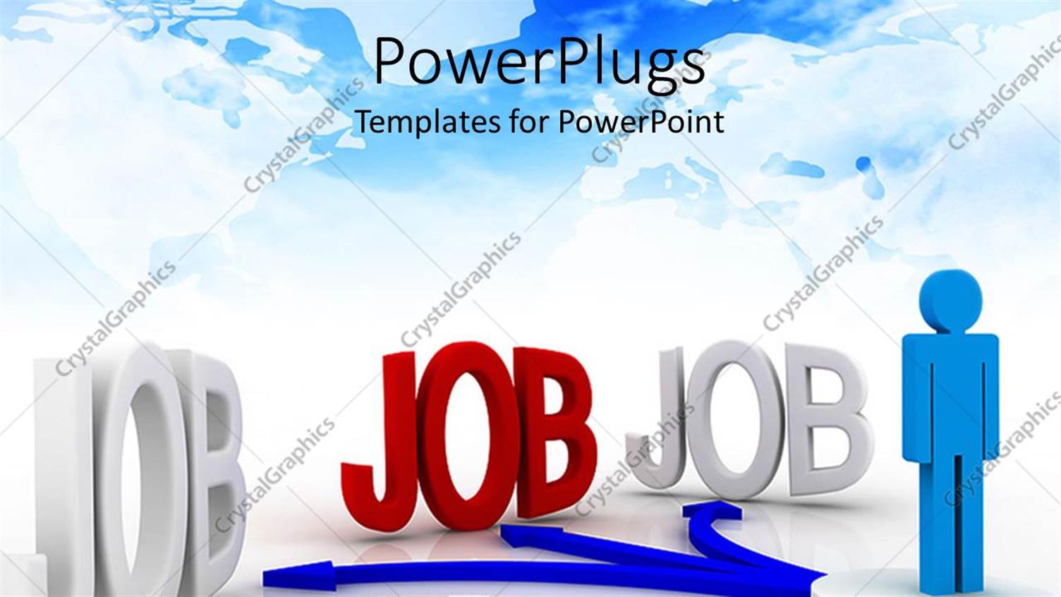 Featuring Blue Figure with Three Arrows Pointing to Job Opportunities