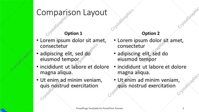 Comparison presentation slide layout