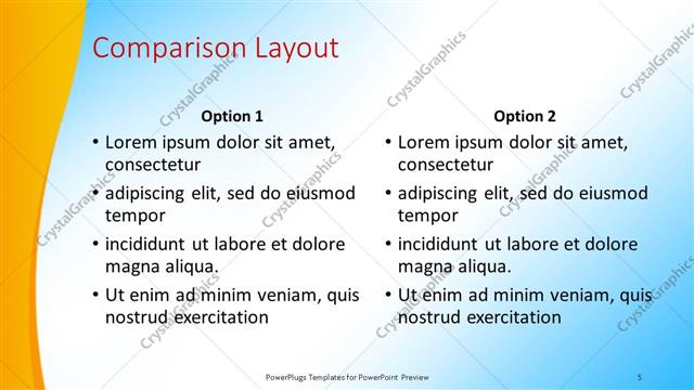 Comparison presentation slide layout