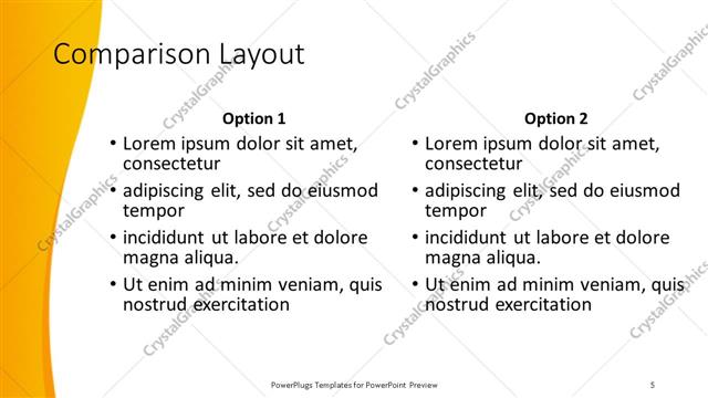 Comparison presentation slide layout