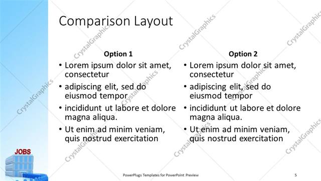 Comparison presentation slide layout