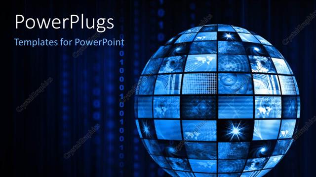  Presentation with futuristic - Blue Futuristic Digital TV Channels as Background on a 3D globe