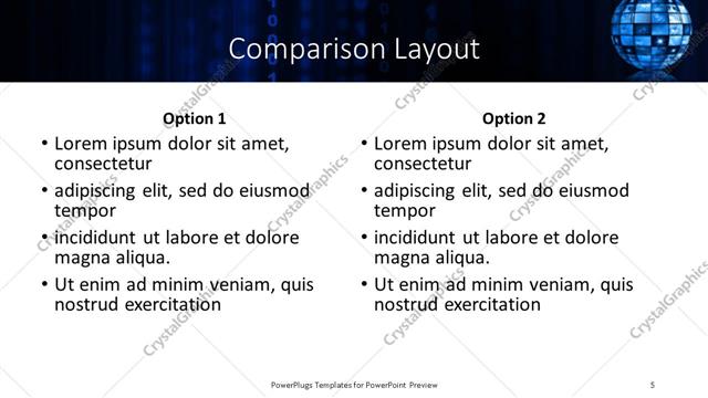 Comparison presentation slide layout