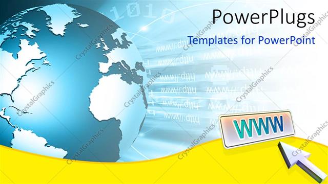  Presentation with binary blue - Blue globe on binary background with arrow pointing to WWW