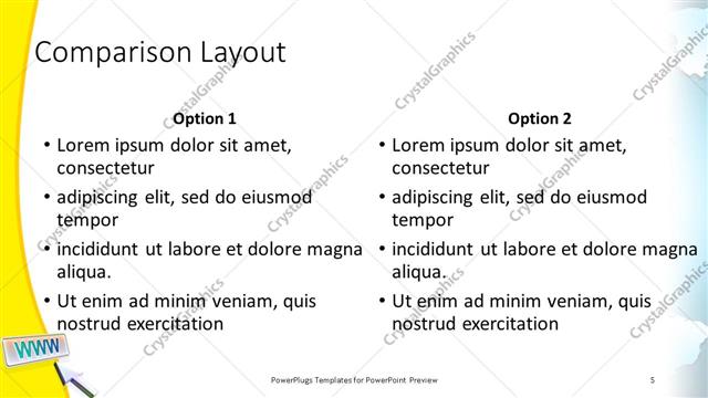 Comparison presentation slide layout
