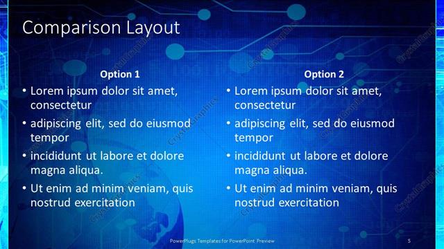 Comparison presentation slide layout