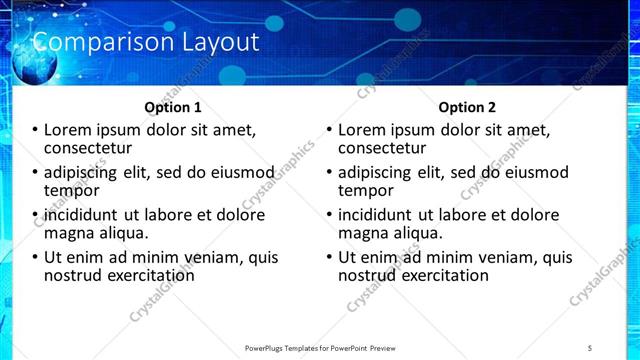 Comparison presentation slide layout
