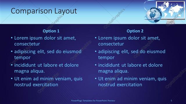 Comparison presentation slide layout