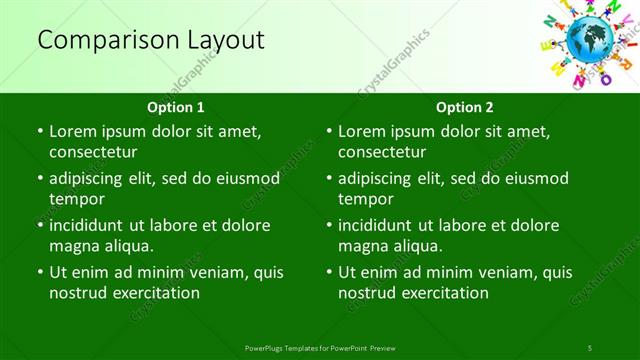 Comparison presentation slide layout