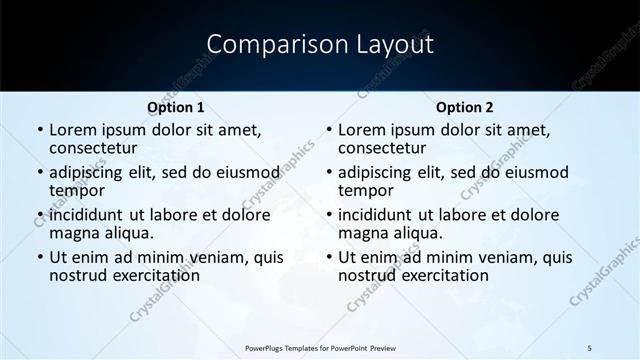 Comparison presentation slide layout