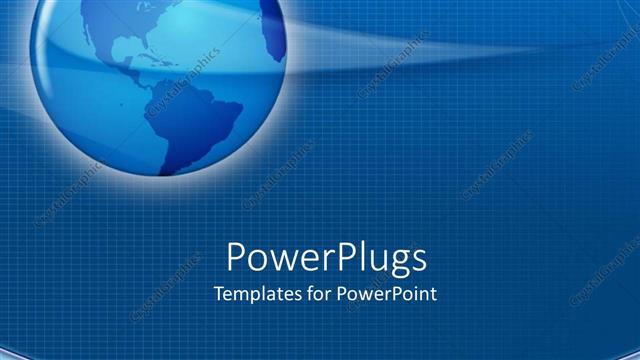  Presentation with glow - Blue globe with white glow round it on blue background with gridlines