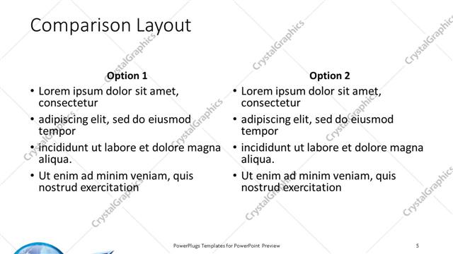 Comparison presentation slide layout