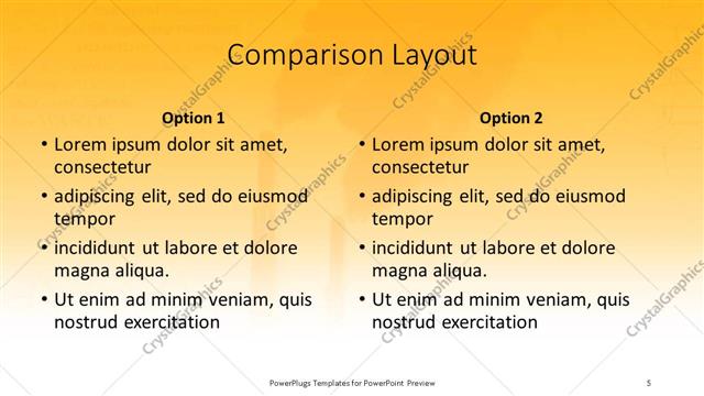 Comparison presentation slide layout