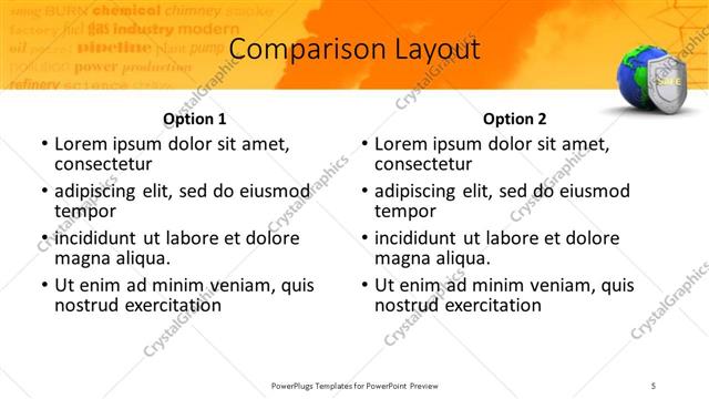 Comparison presentation slide layout