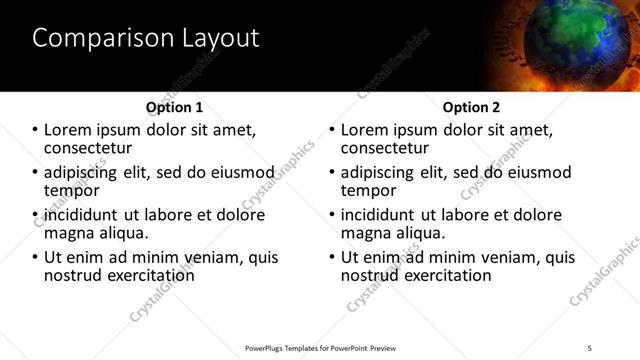 Comparison presentation slide layout