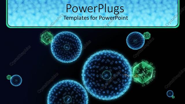  Presentation with cells - Blue and green hive virus cells with black background, medicine