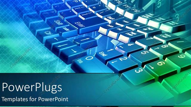  Presentation with abstract green - Blue green keyboard fading into background