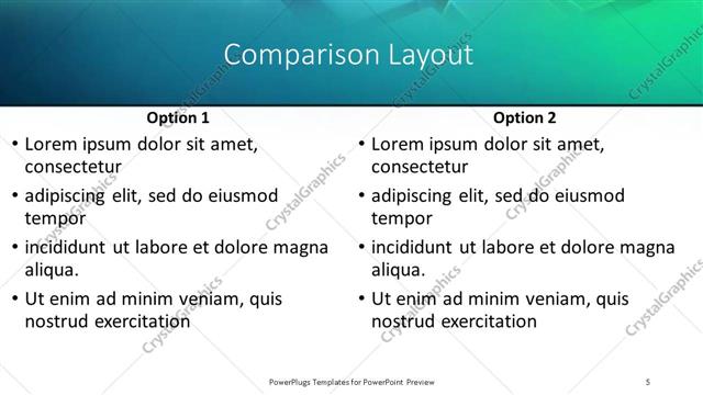 Comparison presentation slide layout