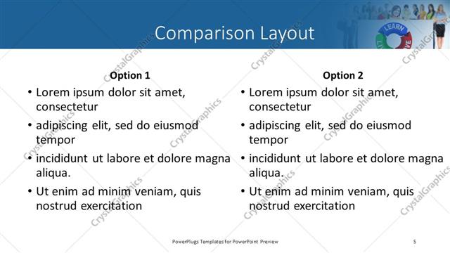 Comparison presentation slide layout