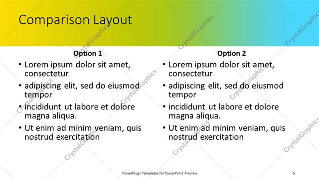 Comparison presentation slide layout