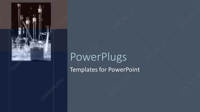 Presentation with beakers - Blue and grey background with some pipettes and beakers in a laboratory