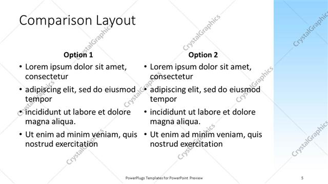 Comparison presentation slide layout
