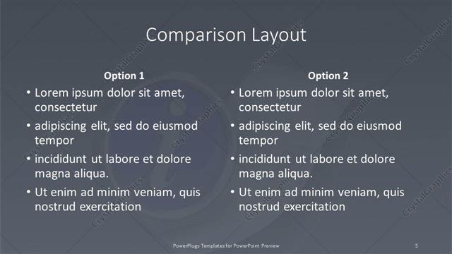 Comparison presentation slide layout