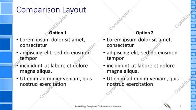 Comparison presentation slide layout
