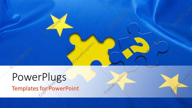  Presentation with euro - Blue jigsaw puzzle with missing piece and yellow stars