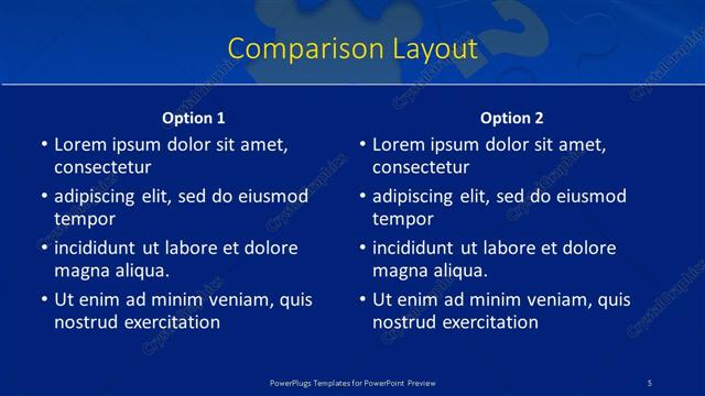 Comparison presentation slide layout