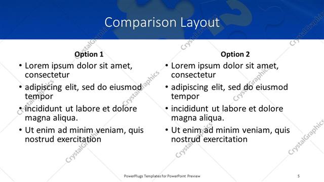 Comparison presentation slide layout