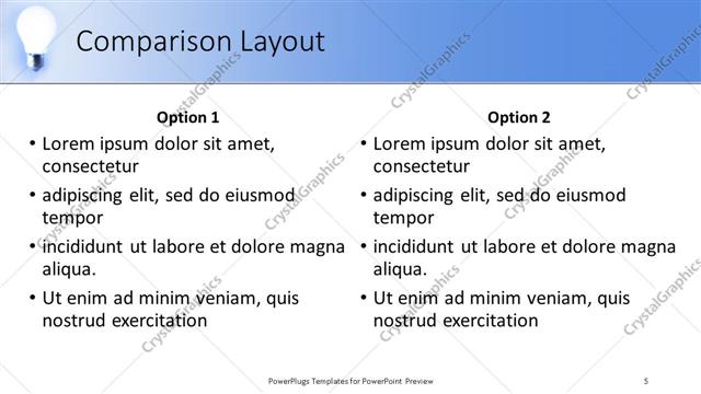 Comparison presentation slide layout