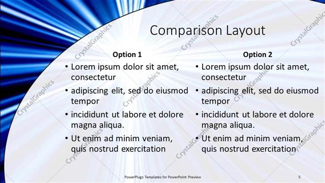 Comparison presentation slide layout
