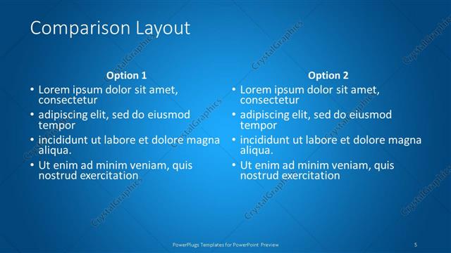 Comparison presentation slide layout