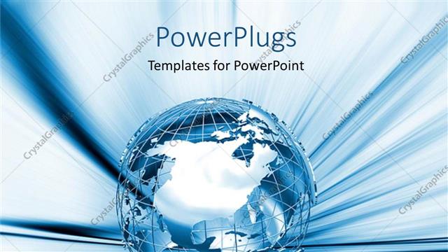  Presentation with blue metallic - Blue metallic earth globe on a white and blue background