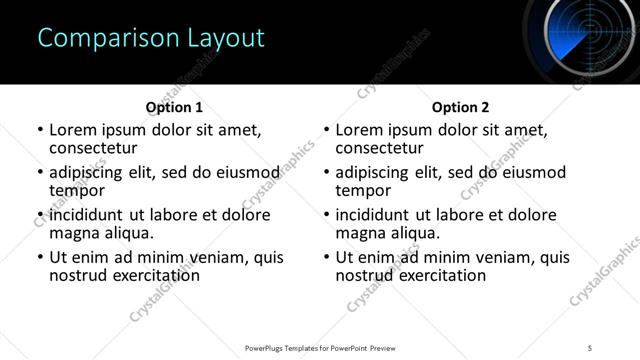 Comparison presentation slide layout