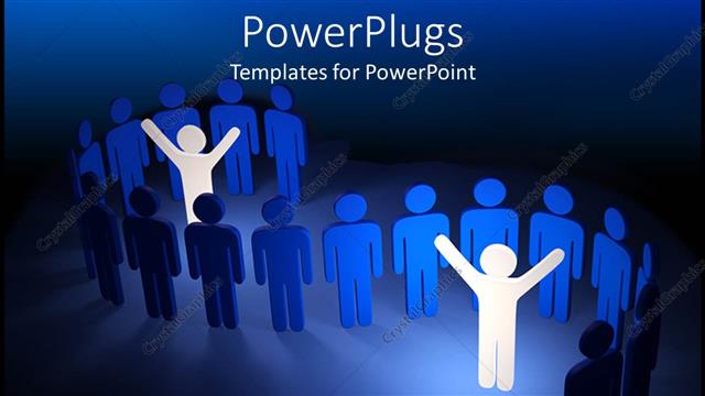  Presentation with blue line - Blue people in line and two highlighted white people standing out