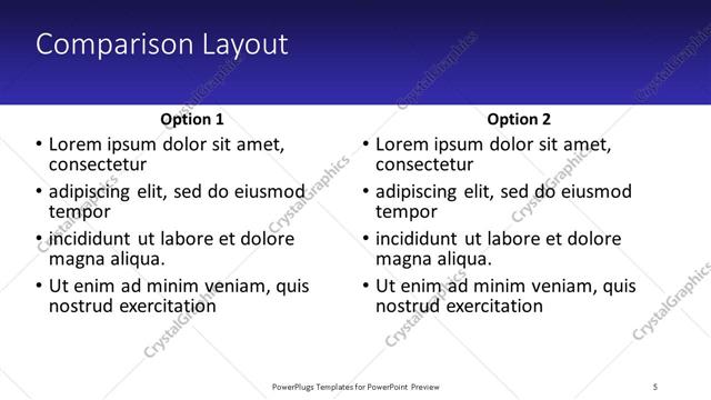 Comparison presentation slide layout