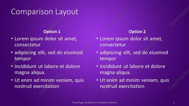 Comparison presentation slide layout