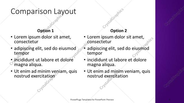 Comparison presentation slide layout